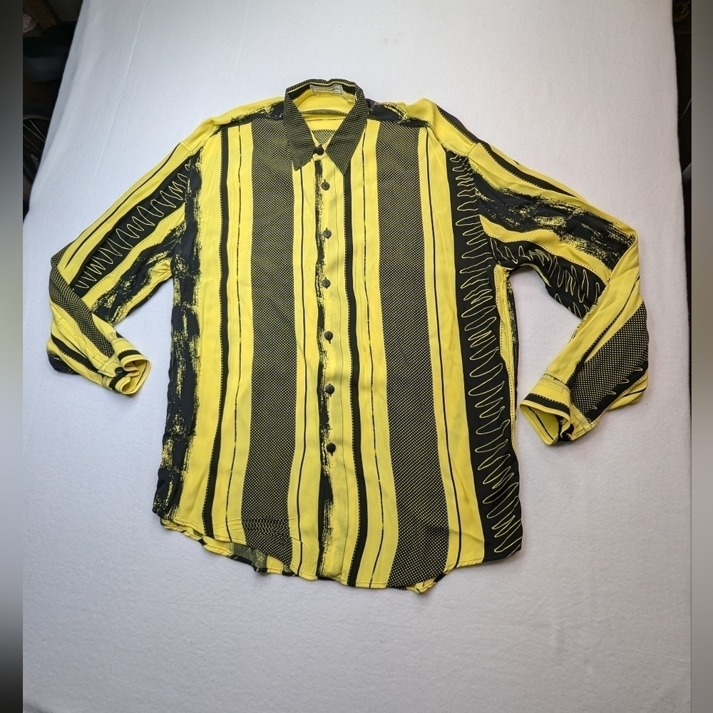 Yashi Yamamuri Men's Long Sleeve Button Up Multicolor Shirt Made in Italy L